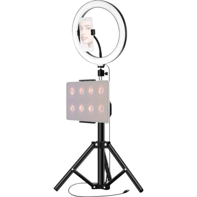 26cm / 10inch inch LED-ringlicht 3 kleuren 10 niveaus dimbaar 3200-5600K kleurtemperatuur met Black & White