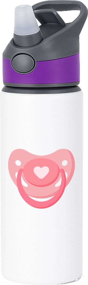 Hacebo® - Speen waterfles met rietje paars - Kind - Kinderen - Meisje - roze - cadeau voor een baby - water fles - 650ML