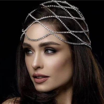 Creux strass maille casque de mariage tête chaîne bijoux pour femmes luxe cristal bandeau tête chapeau chapeau cheveux accessoires or