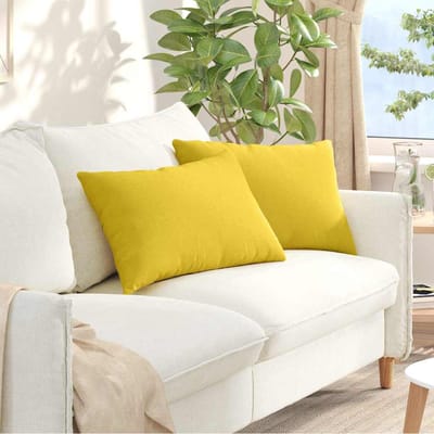 vidaXL - Zitkussens - 2 - st - Stof - Licht - Geel - 60 - x - 40 - cm
