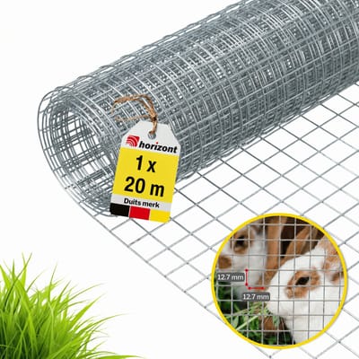 Kippengaas Verzinkt – Maaswijdte 12,7 mm – Rol 1*20m – Konijnengaas – Vogelgaas – Fruitbomen – Groentetuin – Tuingaas
