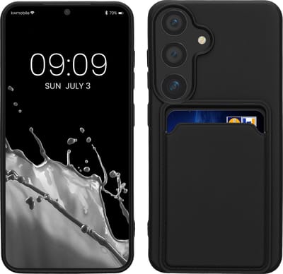 kwmobile telefoonhoesje geschikt voor Samsung Galaxy S24 - Hoesje met pasjeshouder - TPU case in zwart
