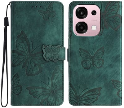 Coverup Hoesje - Geschikt voor OPPO A6 Pro 5G Hoesje - Coverup Vlinders Book Case - Groen