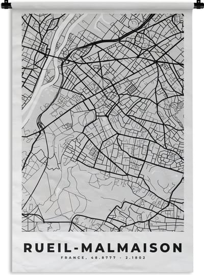 Wandkleed - Wanddoek - Frankrijk - Plattegrond - Kaart - Rueil-Malmaison - Stadskaart - 120x180 cm - Wandtapijt