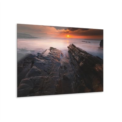 Indoorart - Glasschilderij zonsondergang Bidart 60x40 CM - Afbeelding op plexiglas - Inclusief montagemateriaal