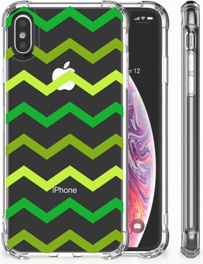 Apple iPhone X | Xs Doorzichtige Silicone Hoesje Zigzag Groen