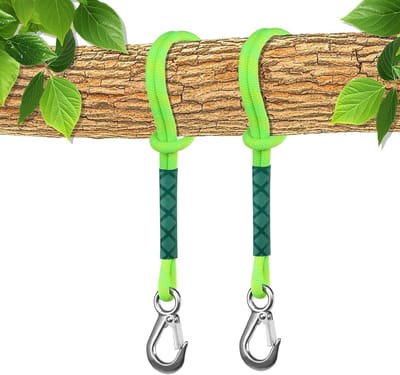 Swing Bevestiging met Touw, 0.6 m, Zware Carabiner, Hangtouw voor Speeltuin, Schommels en Hangmatten, Duurzaam en Betrouwbaar