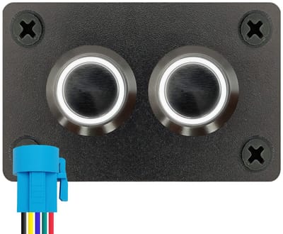 ProRide Metalen Drukschakelaars ON-OFF 220V - 16mm - Tweevoudig inbouwpaneel - IP67 - LED indicatie Wit