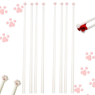 Dailygoods- Eetstokjes Herbruikbaar - Kattenpoot Ontwerp - 25 cm - Lichtgewicht - Kunststof - Geschikt voor Kinderen - Eetgerei