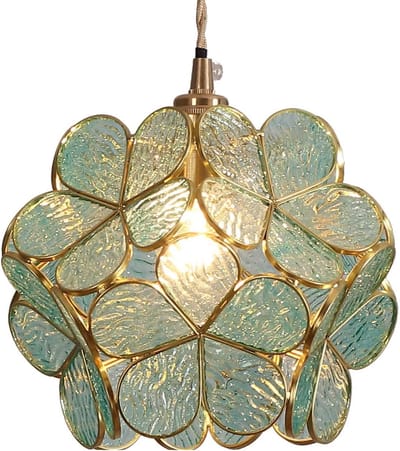 Plafondlampenkap Glas Tiffany-stijl Kersenbloesem – 20 cm – Bloembladvormig – Getextureerd Transparant Lichtblauw – Sfeerverlichting-(Let op: dit is een lampenkap)