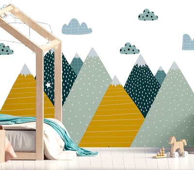 Vooraf gelijmd vliesbehang met gigantische muurschilderingen - ZISKA SCANDINAVISCHE BERGEN - 80x120cm