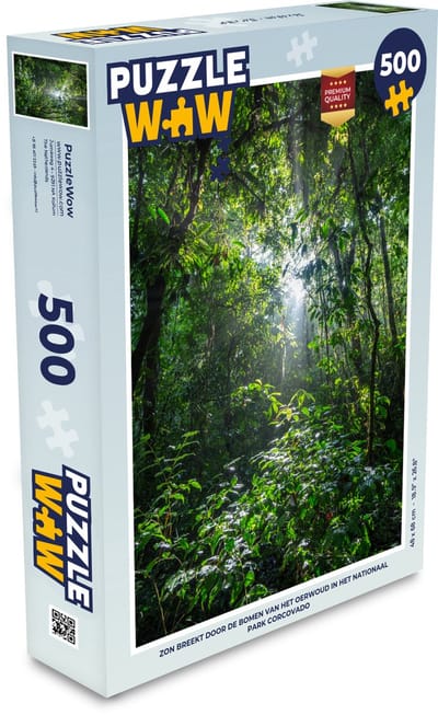 Puzzel Zon breekt door de bomen van het oerwoud in het Nationaal park Corcovado - Legpuzzel - Puzzel 500 stukjes