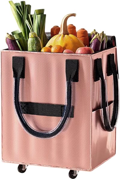 Opvouwbare Winkelwagen Tas – Lange Handgreep, Boodschappentas voor Shopping, Reis, Outdoor, Zakelijk en Bagage - Rosé Goud