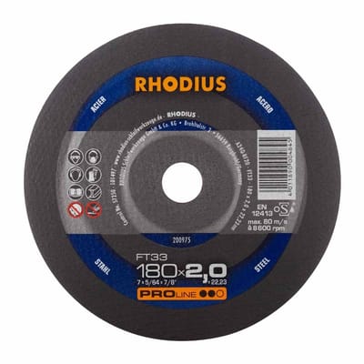 Rhodius - Doorslijpschijf voor metaal - Pro - 180 x 2,0 x 22,23 mm - FT33