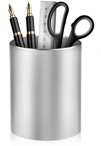 Dailygoody - Penhouder voor bureau - Bureau organizer - Antislip siliconen onderkant - Zilver - Pennenpot - Perfect voor kantoor en school