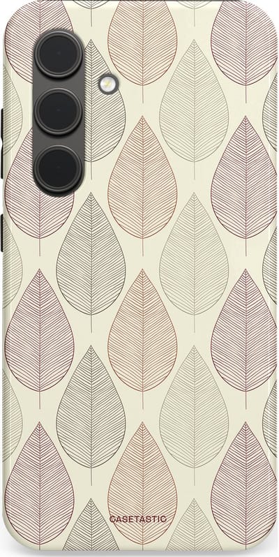 Casetastic hoesje geschikt voor Samsung Galaxy S24 - Dubbellaagse bescherming - Botanisch retro bladeren dans - Fashion Case - Crème