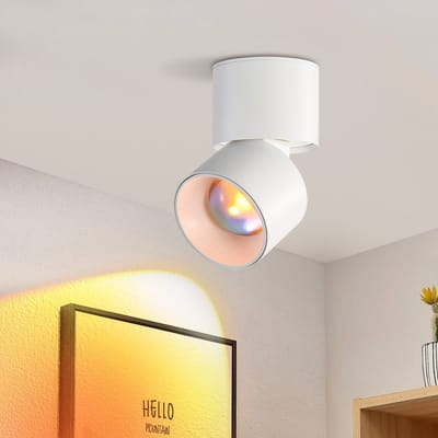 NETTLIFE Opbouwspot LED - wit - 10W - Metaal - 350° draaibar Plafondspot - Zonsonderganglamp - 3000K Warm Wit Licht - Moderne Plafondlamp - L 15cm - voor Slaapkamer | Keuken | Hal | Woonkamer