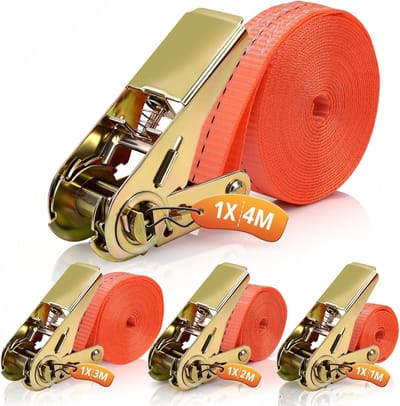Spanbanden Set - Sjorbanden - Vastzetten van lading - Verschillende lengtes - 4 stuks 800 kg - Oranje