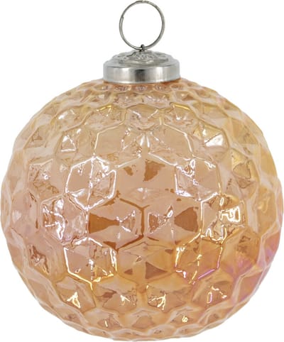 HomeBound by KY | Glazen kerstbal oranje parelmoer | 12,5x12,5cm | kerstbal