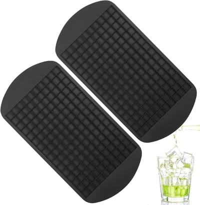 Set van 2 Mini IJsblokjesvormen van Siliconen, Ideaal voor Whisky, Cocktails en Dranken, Maakt 160 IJsblokjes van 1 x 1 cm voor Keuken en Bars