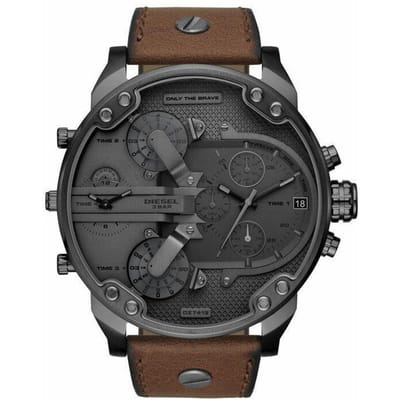 Diesel DZ7413 Dhr.. Daddy 2.0 Chronograaf Bruin Leren Herenhorloge 57mm bruin