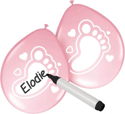 Beschrijfbare ballonnen - 12x - geboorte meisjes - roze - feestballonnen met schrijfvlak - Feestartikelen/versiering
