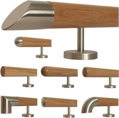 Eikenhouten Trapleuning - Houten Leuning Balustrade - Veilig Traplopen - Gelakt Massief Hout - 140 cm - Niet Van Toepassing