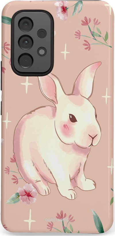 Casetastic Hoesje Geschikt voor Samsung A53 - Stijlvolle Beschermende Duo-layer Case - Schattig konijntje