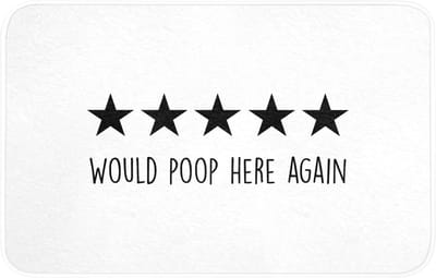 Badmat 80x50 cm - Antislip - Spreuken - Would poop here again - Zwart - Quote - Badmatten voor badkamer - Badkamermat - Douchemat - Badkamer mat