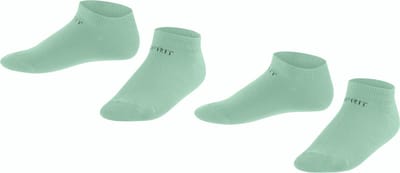 Foot Logo 2-Pack Sneakersokken voor meisjes en jongens korte vlakte zonder motief dun en effen Katoen Multipack Groen Kinderen sokken - Maat 27-30