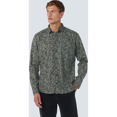 No Excess Shirt Stretch Allover Printed Dark Green Maat: S | Casual Overhemden Outlet | Heren | Groen