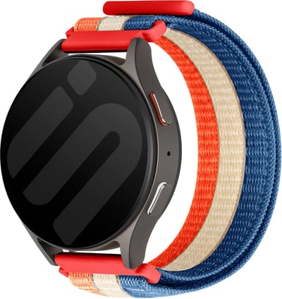 Strap-it Triple Nylon bandje geschikt voor Huawei Watch GT 6 - 41mm / GT 5 Pro - 41mm / GT 5 - 42mm / GT 4 - 41mm / Fossil Gen 6, 5e - 42mm / Charter HR / Q Venture Gen 4-3 / Xiaomi Watch S4 - 41mm / Withings ScanWatch 2, 1 & Light - Regenboog