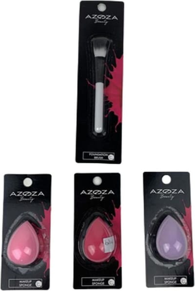 Make up kwast met één make-up spons Assorti - Multicolor - Kunststof / Foam - Kwast + Spons - Make-up - Make Up - Foundation - Spons
