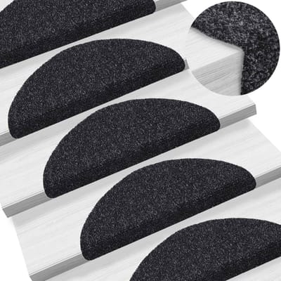 vidaXL - Trapmatten - Zelfklevend - 15 - stuks - 56x17x3 - cm - Zwart - Halfrond