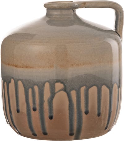 J-Line vaas Kruik Handvat - keramiek - beige/grijs - small - Ø 21 cm