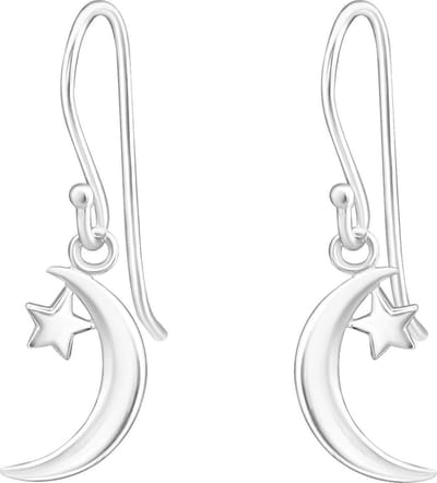 zilver maan en ster oorhangers | moon earrings | zilveren oorbellen dames | Zilverana | sieraden vrouw