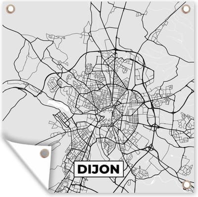 Tuin poster Stadskaart - Frankrijk - Kaart - Dijon - Plattegrond - 200x200 cm - Tuindoek