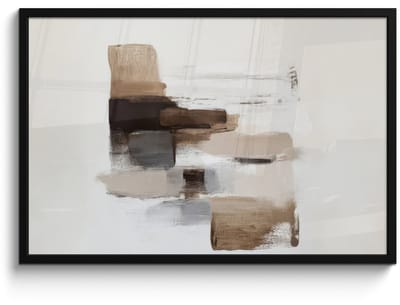 Poster in lijst - Fotolijst 90x60 cm - Posters - Penseelstreken - Balans - Beige - Bruin - Posterlijst zwart - Decoratie - Wanddecoratie woonkamer - Muurdecoratie slaapkamer