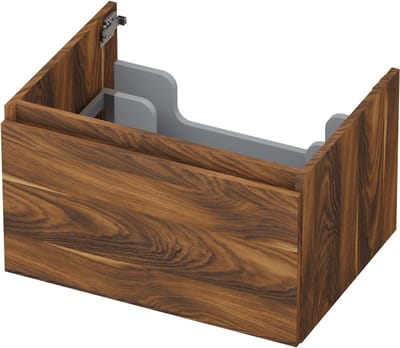 INK® wastafelonderkast 1 lade greeploos met houten keerlijst 60x45x35cm, noten