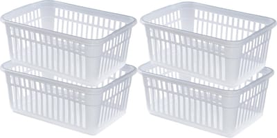 Whitefurze Opbergmand/kastmandjes - 4x - Kunststof - Transparant - 45 x 31 x 18 cm