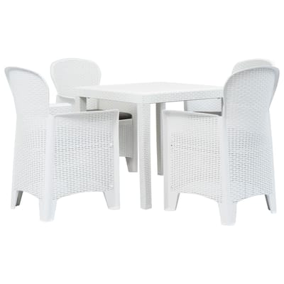 vidaXL - 5-delige - Tuinset - rattan-look - kunststof - wit