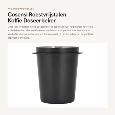 Dailygoods- Doseerbeker 58 mm - Roestvrijstalen Koffie Doseerbeker - Espresso Portafilter - Poedertoevoer Deel - Doe-het-zelf Gereedschap - Professionele Accessoires - Koffiedoseerlepel