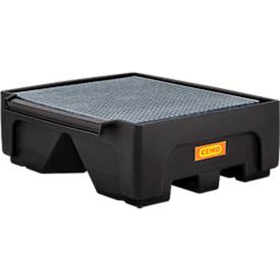 IBC-verlengbak CEMO 500/1-PE, met steunkruis en stalen rooster, inhoud 500 l, draagvermogen 1500 kg, met goedkeuring, polyetheen, zwart