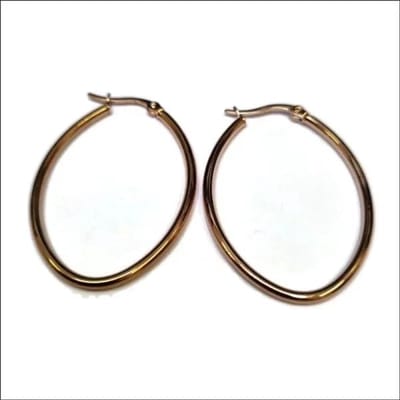 Aramat Jewels | Oorringen | RVS Oorringen Roségoud Goudkleur 40mm - Trendy Ovale Hoepels | Rosékleurig / Rond-40x2mm | |2mm | Staal | Volwassenen | Verkleurd niet