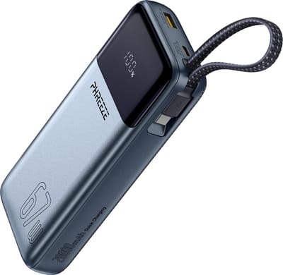 Phreeze 67W Powerbank 20000 mAh met Vaste USB-C Snellader Kabel - Draagbare Oplader voor Laptop, Telefoon, Tablet - Externe Accu - Power Bank 20000mah