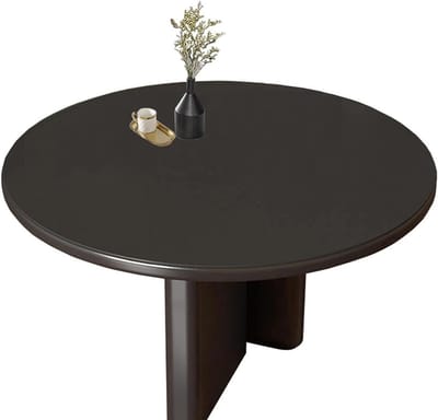 Bureau Tafel Mat - Tafelkleed Bureauhoes - Bureau Beschermen - Dubbelzijdig PU PVC - 90 cm Rond - Zwart Grijs