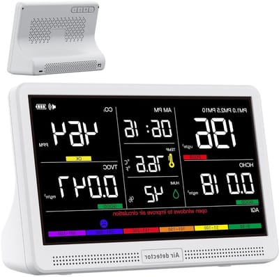 Luchtkwaliteitsmonitor - Luchtmeter - Binnenlucht Kwaliteit - 16-in-1 Detectie - 7 Inch Display - Zwart