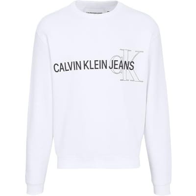 Calvin Klein Logo Crewneck Sweatshirt Heren Sweatshirts Wit J30J318181-YAF M white