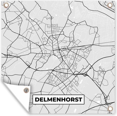 Tuin poster Delmenhorst - Kaart - Plattegrond - Stadskaart - Duitsland - 200x200 cm - Tuindoek