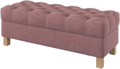 Gestoffeerde Opbergbank met Diepe Knopen en Diamantpatroon, Rechthoekige Voetenbank voor Slaapkamer en Hal, 120cm Breed